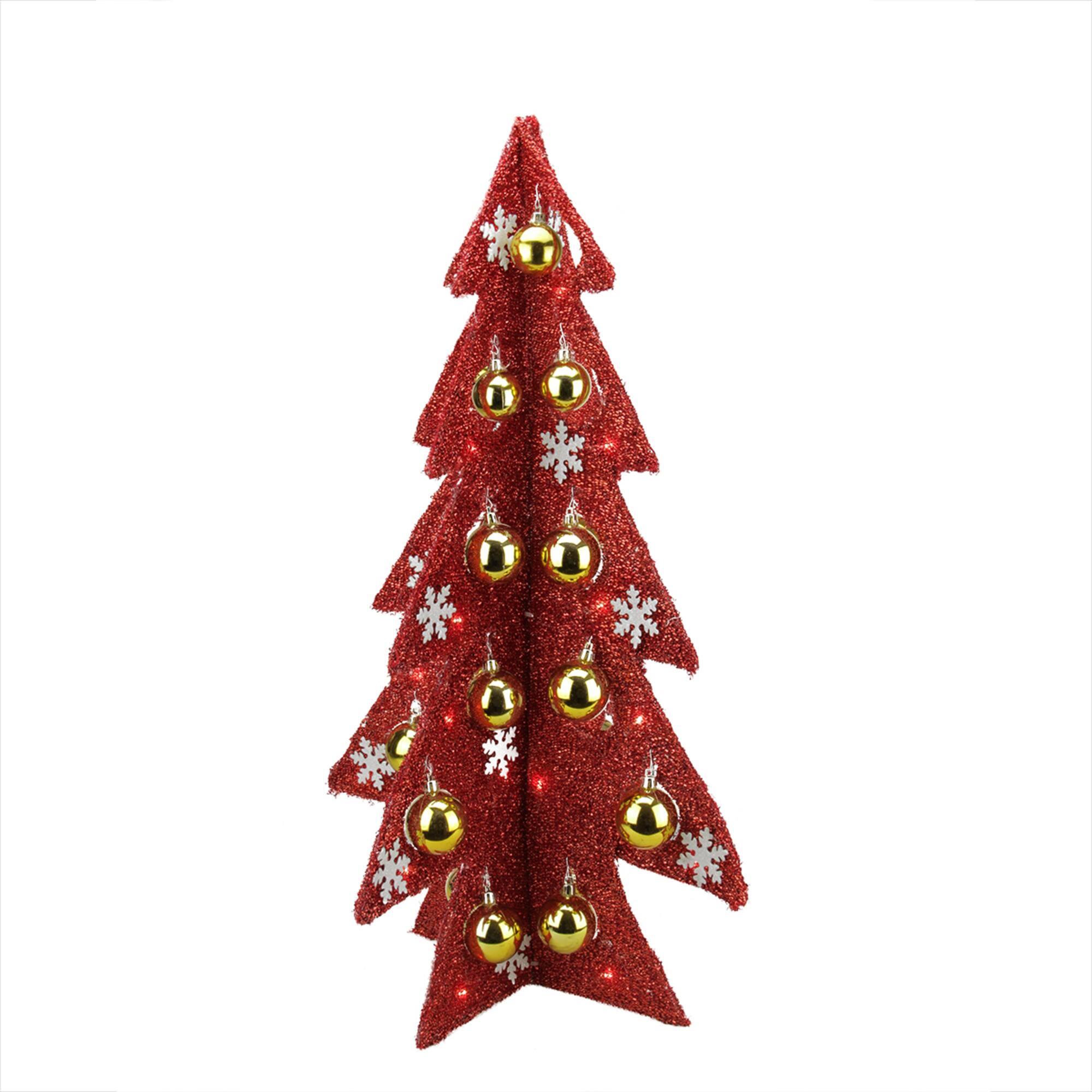 2.25ft. Pre-Lit Red Slim Tinsel Christmas Tree with LED Lights